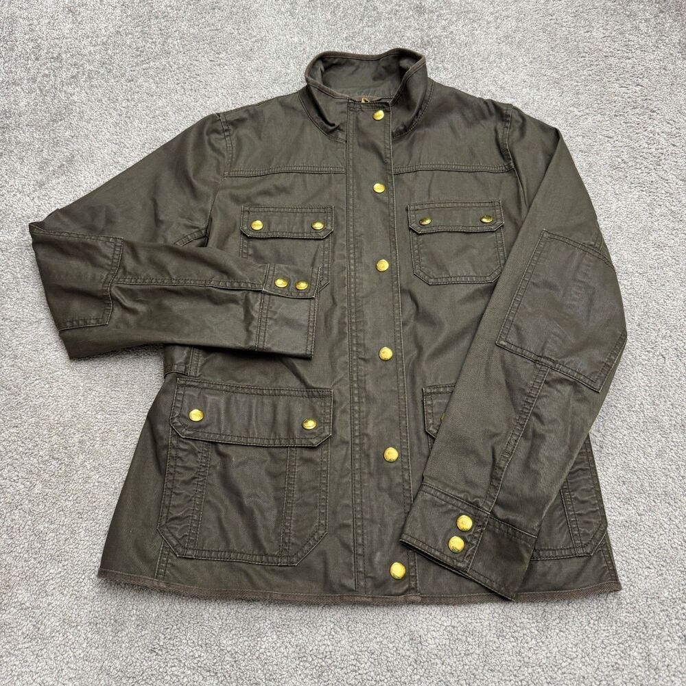 J.Crew Downtown Field Utility Parka Jacket Womens Small Green Cotton Snap Casual